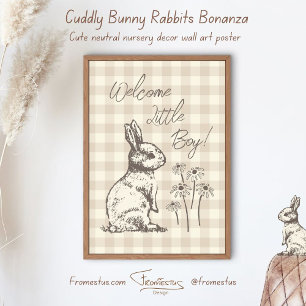Süße Kaninchen Hasen Bonanza - neuer kleiner Junge Poster