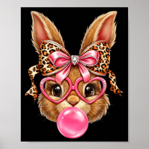 Süße Kaninchen-Hasen-Gesicht-Leoparden-Brille Poster