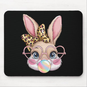 Süße Kaninchen-Hasen-Gesicht-Leoparden-Schleife Mä Mousepad
