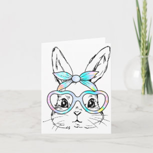 Süße Kaninchen-Hasen-Gesicht-Tie-Dye-Brille Mädche Karte