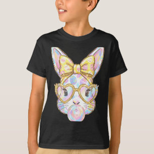 Süße Kaninchen-Hasen-Gesicht-Tie-Dye-Brille Mädche T-Shirt