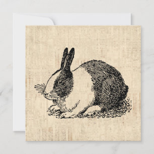 Süße Kaninchen-Hasen-Retro-Tierkunst-Illustration Feiertagskarte