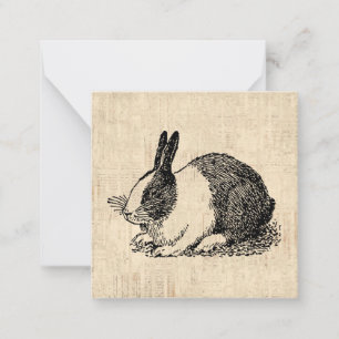 Süße Kaninchen-Hasen-Retro-Tierkunst-Illustration Mitteilungskarte