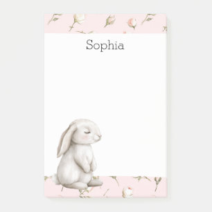Süße Kaninchen-Hasen-Rosen Rosa Floral  Post-it Klebezettel