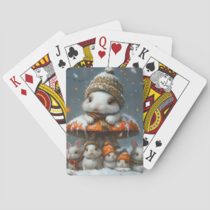Süße Kaninchen im Schnee Winter Spielkarten