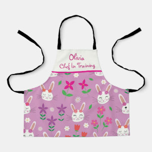 Süße Kaninchen mit Blumen Küchen-Azubi Schürze