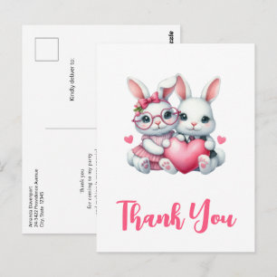 Süße Kaninchen teilen ein Herz Danke Postkarte