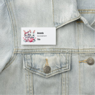 Süße Kaninchen teilen ein Herz Namensschild