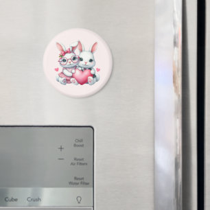 Süße Kaninchen teilen sich ein Herz Magnet