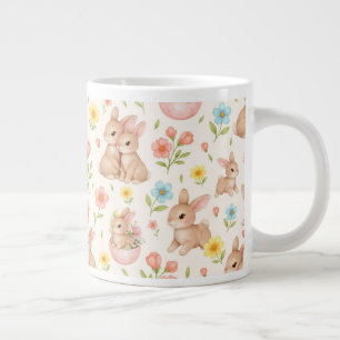Süße Kaninchen und Blumen Muster Jumbo-Tasse