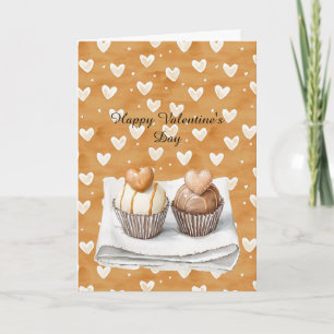 Süße Karamellcreme-Herz-Cupcakes-Liebe Karte