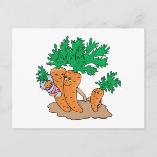 süße Karikatur einer Karottenfamilie Postkarte
