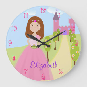 Süße kastanienbraunes Haar-Prinzessin Personaliz Große Wanduhr