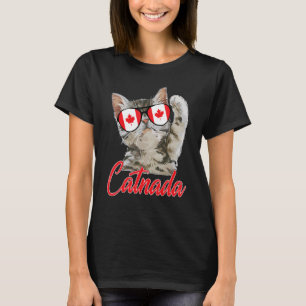 Süße Katnada Kanada Katze Ahornblatt Kanadische Fl T-Shirt