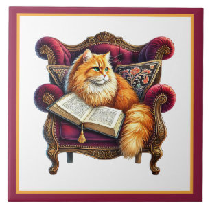 Süße Katz-Leseecke Bibliothek Bücherliebhaber Fliese