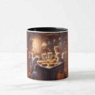 Süße Kätzchen backen Kekse an Halloween Tasse