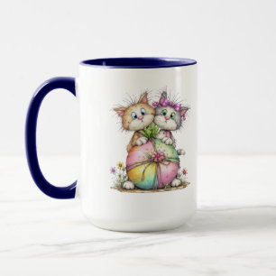 Süße Kätzchen halten Pastell-Herz-Geschenk-Kunst Tasse
