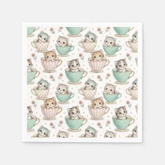 Süße Kätzchen in Teetassen - Kinder Katzen Design  Serviette