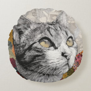 Süße Kätzchen-Katze-Feline-Rundkissen Rundes Kissen