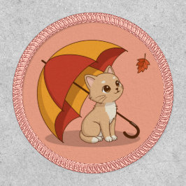 Süße Kätzchen Katze Rot Gelb Regenschirm Fall Rosa