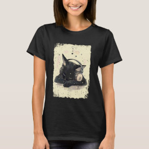 Süße Kätzchen Kopfhörer Coole Katze Musik Lustige T-Shirt