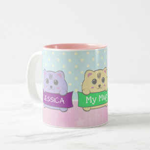 Süße Kätzchen Personalisierte Tupfen Zweifarbige Tasse