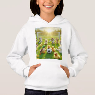 Süße Kätzchen und Entlein spielen Fußball – Whimsi Hoodie