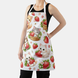 Süße Kätzchen und Erdbeeren Küchenschürze Schürze