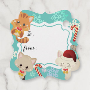 Süße Kätzchen und Schneeflocken Weihnachtsgeschenk Geschenkanhänger