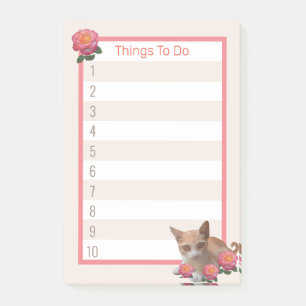 Süße Kätzchenkatze und Rosen Post-it Klebezettel