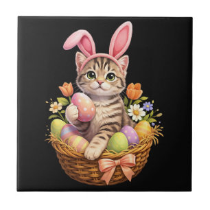 Süße Kätzchenliebhaber Frohe Ostern Katze Fliese