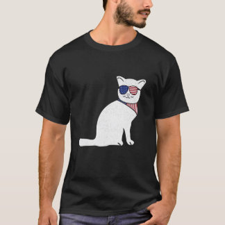 Süße Katze 4. Juli Amerika-Flagge Patriotisch USA T-Shirt