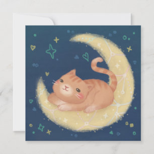 Süße Katze auf dem Mond Einladung