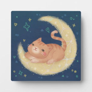 Süße Katze auf dem Mond Fotoplatte