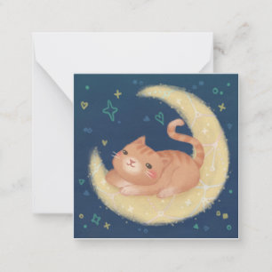 Süße Katze auf dem Mond Mitteilungskarte