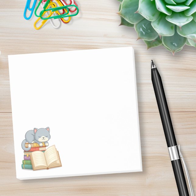 Süße Katze auf einem Bücherstapel Post-it Klebezettel (Von Creator hochgeladen)