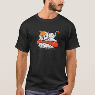 Süße Katze auf Sushi Lachs Japanische Otaku Fans M T-Shirt