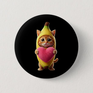 Süße Katze Banane Herz Lustig Sarkastisch Brainrot Button