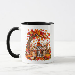 Süße Katze Blatt Herbst Baum Hallo Herbst Tasse