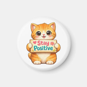 Süße Katze Bleib Positiv Fröhliche Stimmung Magnet