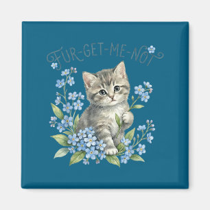 Süße Katze & Blumen Vergissmeinnicht-Geschenk Frau Magnet