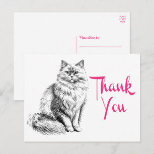 Süße Katze Danke Kitty Kätzchen Skizze Rosa Dankes Postkarte