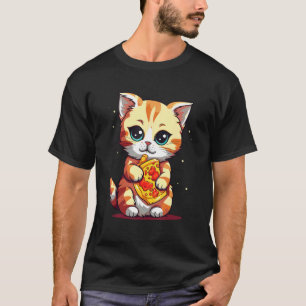 Süße Katze, die eine Pizza isst T-Shirt