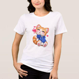 Süße Katze, die einen Kuss gibt, Sticker Tri-Blend Shirt