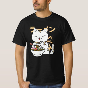 Süße Katze, die Ramen isst   Geschenk für Katzen-  T-Shirt