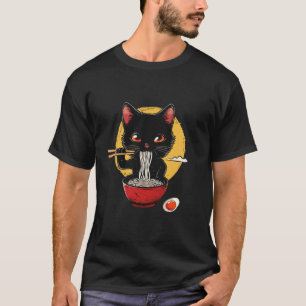 Süße Katze, die Ramen isst, Illustration T-Shirt