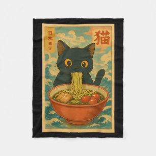 Süße Katze, die Ramen-Nudeln isst Lustiges Anime-G Fleecedecke