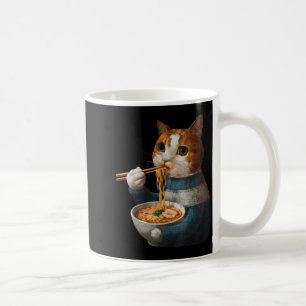 Süße Katze, die Ramen-Nudeln isst, lustiges Anime- Kaffeetasse
