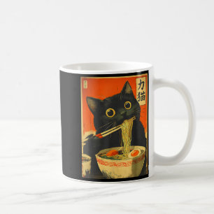 Süße Katze, die Ramen-Nudeln isst, lustiges Anime- Kaffeetasse