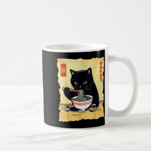 Süße Katze, die Ramen-Nudeln isst, lustiges Anime- Kaffeetasse